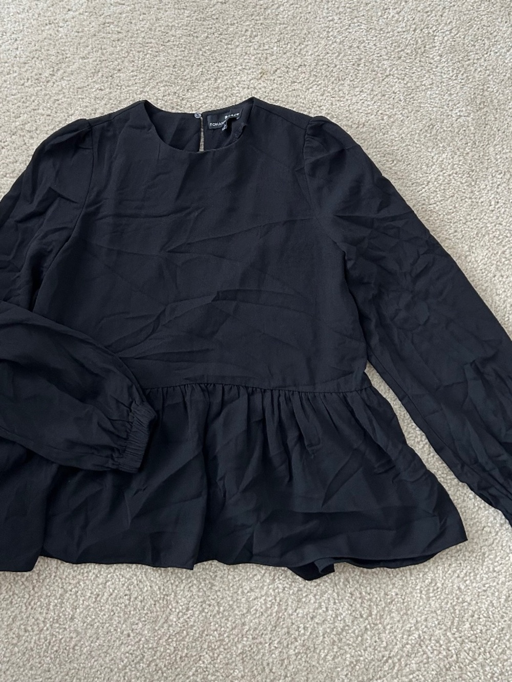 Carlota Peplum Black Blouse Sz Small by Pomander Place from Tuckernuck